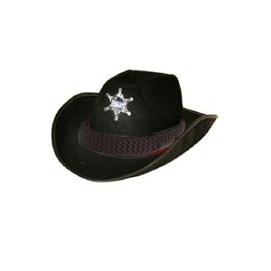 Verkleed cowboy hoed sheriff zwart volwassenen