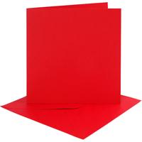 Kaarten en enveloppen, afmeting kaart 15,2x15,2 cm, afmeting envelop 16x16 cm, 230 gr, rood, 4 set/ 1 doos