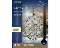 Lumineo microled dennenappel 15cm helder/warm wit