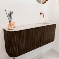 Toiletmeubel Mondiaz Joya Dlux | 101.6 cm | Meubelkleur Walnut | Faye wastafel Nata Wasbak Rechts | Zonder kraangat(en)