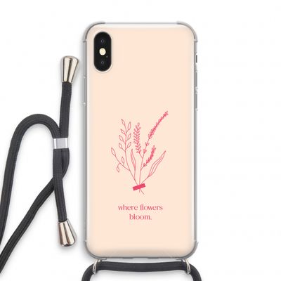 Where flowers bloom: iPhone XS Transparant Hoesje met koord