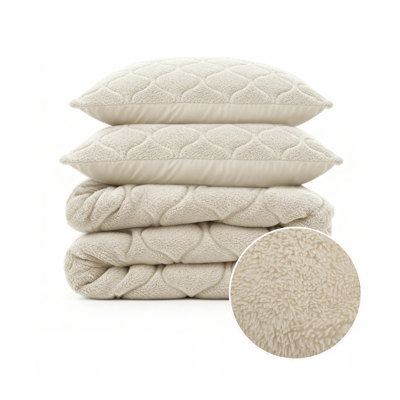 1+1 Gratis Wasbaar Lazy Dekbed Zonder Overtrek - Zonder Overtrek - Teddy - Beige Off White - Dekbed-Discounter.nl