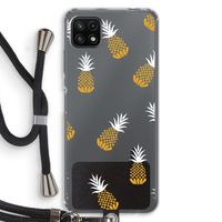 Ananasjes: Samsung Galaxy A22 5G Transparant Hoesje met koord