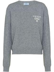 Prada pull en cachemire à logo intarsia - Gris