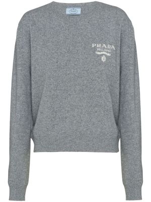 Prada pull en cachemire à logo intarsia - Gris