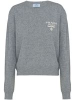 Prada pull en cachemire à logo intarsia - Gris