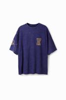 Relaxed T-shirt met acid wash - BLUE - S