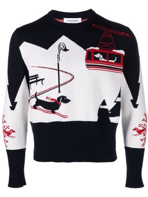 Thom Browne pull Holiday Hector Skiing - Bleu