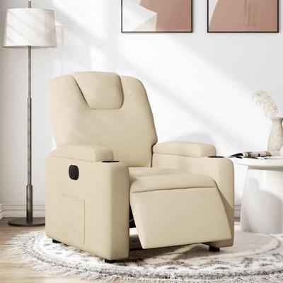 Fauteuil verstelbaar elektrisch stof crèmekleurig