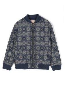 Gucci Kids veste bomber à motif monogrammé en jacquard - Bleu