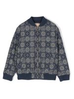 Gucci Kids veste bomber à motif monogrammé en jacquard - Bleu - thumbnail