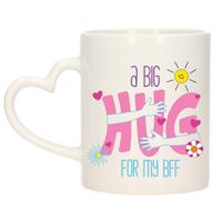 Cadeau koffie/thee mok voor BFF - hartje oor - big hug - 300 ml - verjaardag