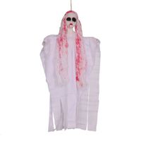 Horror hangdecoratie spook/geest pop wit met bloed 50 cm - Halloween poppen - thumbnail