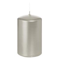 Cilinderkaars/stompkaars - metallic zilver - 6 x 8 cm - 29 branduren