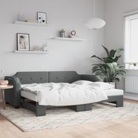 Slaapbank met onderschuifbed 90x200 cm stof donkergrijs