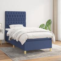 Boxspring met matras stof blauw 100x200 cm