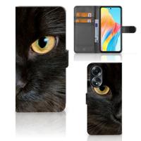 OPPO A58 4G | Telefoonhoesje | Met pasjeshouder | Zwarte Kat