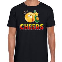 Funny emoticon t-shirt Cheers zwart voor heren - Fun / cadeau - Foute party kleding