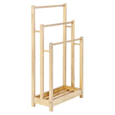 Vrijstaand Houten Handdoekenrek Drie Lagen Met Opbergplank Onderaan Kantelbeveiliging
