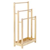Vrijstaand Houten Handdoekenrek Drie Lagen Met Opbergplank Onderaan Kantelbeveiliging