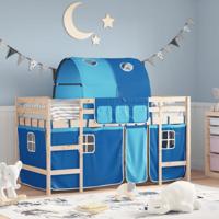 Kinderhoogslaper met tunnel 90x190 cm massief grenenhout blauw