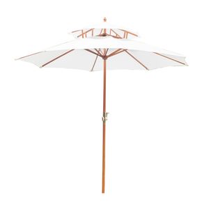 Zonnescherm tuinscherm dubbel dak houten parasol houten balkonparasol