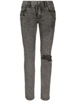 Dolce & Gabbana jean droit à effet usé - Gris