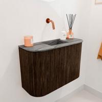 Toiletmeubel Mondiaz Joya Dlux | 63.2 cm | Meubelkleur Walnut | Faye wastafel Sombra Wasbak Midden | Zonder kraangat(en)