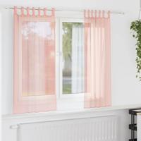 Gordijnen voile met lussen 2 st 140x140 cm roze