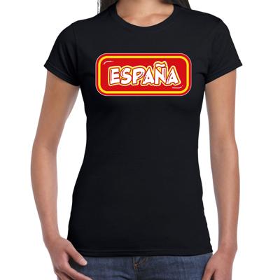 Verkleed T-shirt voor dames - Spanje - zwart - supporter - themafeest