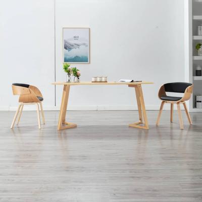 Eetkamerstoelen 2 st gebogen hout en kunstleer