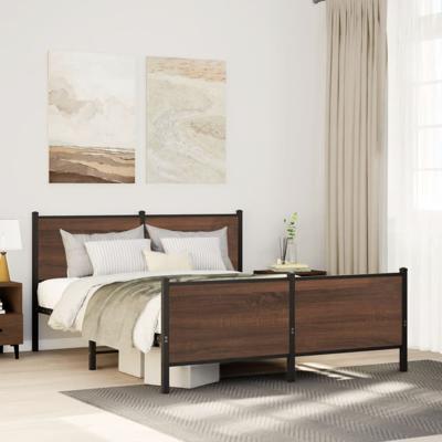 Bedframe zonder matras metaal bruin eikenkleurig 140x190 cm
