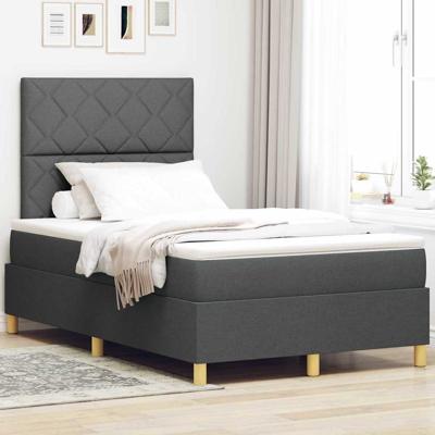 Boxspring bed met matras Donkergrijs 120 x 190 cm Stof