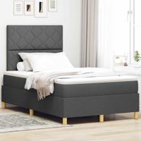 Boxspring bed met matras Donkergrijs 120 x 190 cm Stof