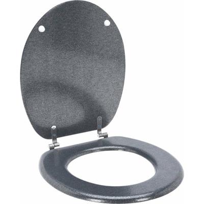 Bathroom Solutions Toiletbril - zilverkleurig glitter - MDF - wc bril - 45 x 37,5 cm - 18 inch