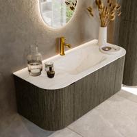Badmeubel Mondiaz Kurve-Dlux | 110 cm cm | Meubelkleur Shadow | Wastafelkleur Ostra | Solid surface | Wasbak midden spoelbak | 1 kraangat