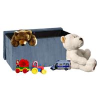 Speelgoed en spullen opbergkist - opvouwbaar - blauw - MDF/polyester - 76 x 38 x 38 cm - en zitje
