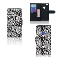 Huawei P8 Lite 2017 Hoesje Black Flowers - thumbnail