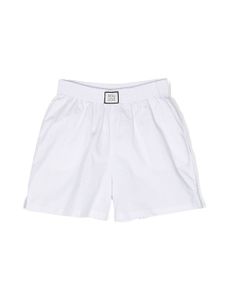 Douuod Kids short en coton à patch logo - Blanc