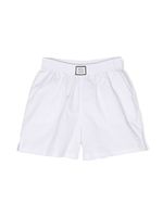 Douuod Kids short en coton à patch logo - Blanc