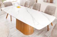 Design Eettafel UNIEK 200cm Wit Eiken Keramiek Marmeren Kolom Onderstel - 45142
