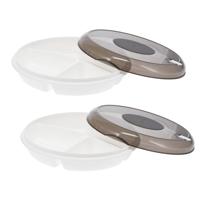 Plasticforte Magnetron schaal met vakjes - 2x - deksel en ventiel - kunststof - 24 x 6,5 cm - opwarm Plasticforte Magnetron schaal met vakjes - 2x - deksel en ventiel - kunststof - 24 x 6,5 cm - opwarm