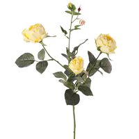 Kunstbloem roos Ariana - geel - 73 cm - kunststof steel - decoratie bloemen - thumbnail