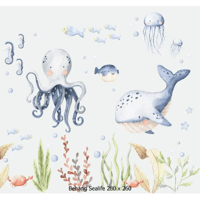 Designed4Kids wandvullend behang kinderkamer sealife-280 x 260 cm
