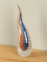 Glas object krul kristal oranje/blauw 30 cm