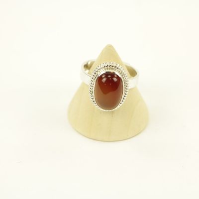 Zilveren Ring met Rode Agaat Maat 17,5 - Verstelbaar (Sterling Zilver 925)