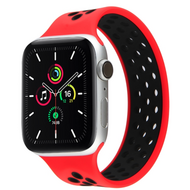 Solo Loop Sportbandje - Maat: S - Rood + Zwart - Geschikt voor Apple Watch 42mm / 44mm / 45mm / 49mm