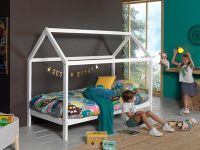 Huisbed DALLY 90x200 cm witte pijnboom zonder bedlade