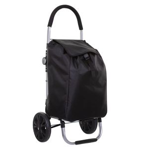 Boodschappen trolley tas met wielen - 51 liter - zwart - 44 x 37 x 98 cm - Het topmodel trolley