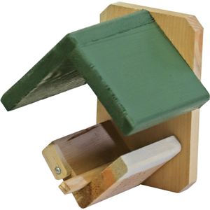 Vogelhuisje/voederhuisje/pindakaashuisje hout met groen dakje 16 cm   -